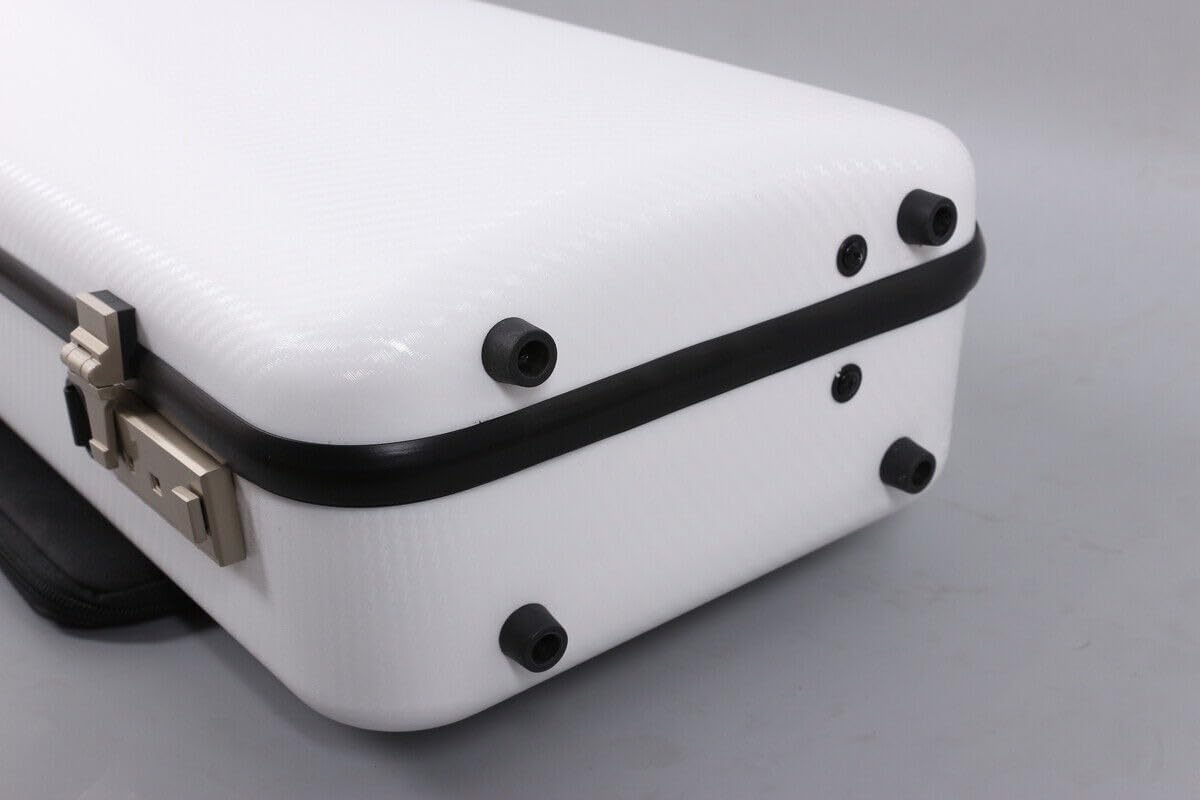 Custodia per violino 4/4 in fibra di carbonio, rettangolare, con codice di blocco, leggera e colorata, con tracolla resistente, colore bianco con codice di blocco