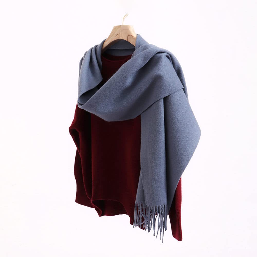HGJH Schal, Winterschals Grau Blau Weich Warmer Schal Dicke Decke Einfarbig Quaste Kaschmir Schal Lang Groß Winterschal Trendige Stola Schals Für Damen Mädchen