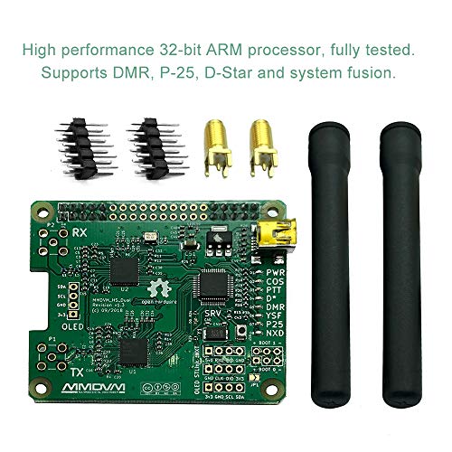 DECDEAL V1.3 MMDVM HS Placa de hotspot duplex com chapéu duplo e 2 pcs Suporte de antena P25 DMR YSF