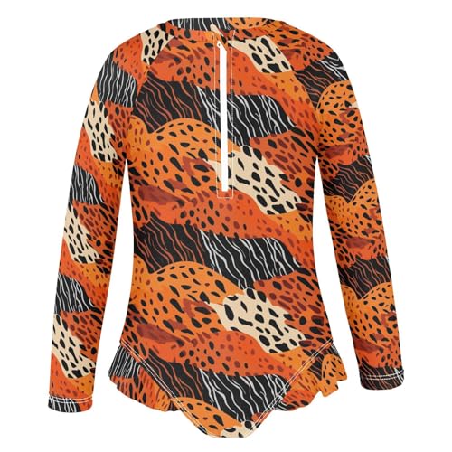 Animal Prints Girls Long Sleeve Swimsuit UPF 50+ Rashguard Swimwear One Piece Bathing Suit for 3-12 212165974