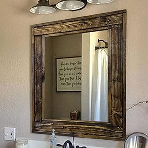 Herringbone Reclaimed Wood Framed Mirror Available in 5 Sizes and 20 Stain colors Shown in Dark Walnut Mirror Decorative Wall Art Bathroom Vanity Mirror Rustic Mirror Bathroom Wall Mirror