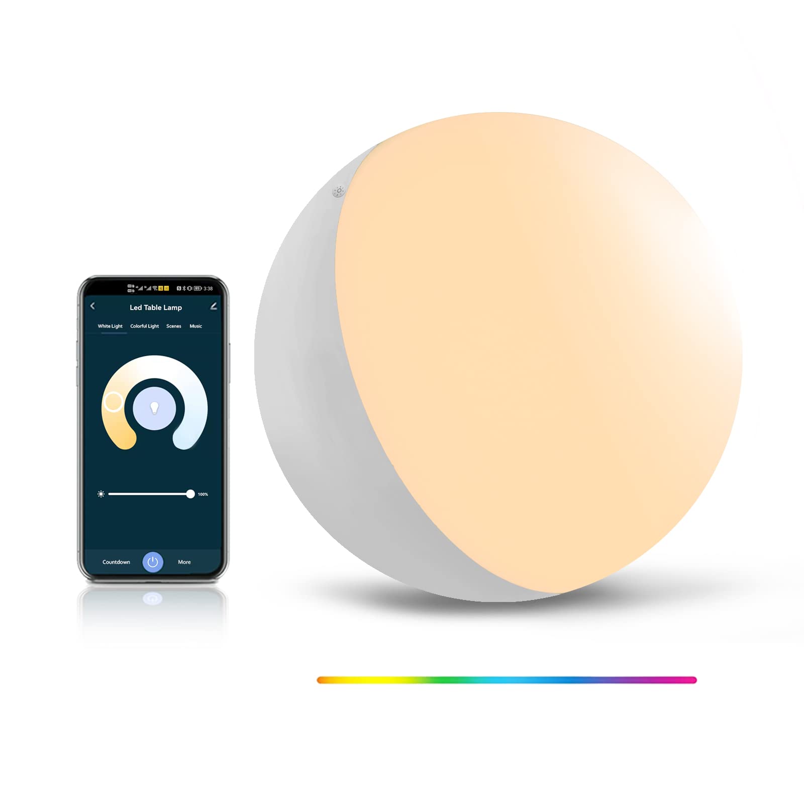 Portable Dimmable LED Smart Light Table Lamp White and Color, Tuya WiFi + BLE (Wireless Conect) Night Lights Works with Alexa and Google Home,Bedside Lamps for Bedrooms (2.4GHz WiFi Support Only)