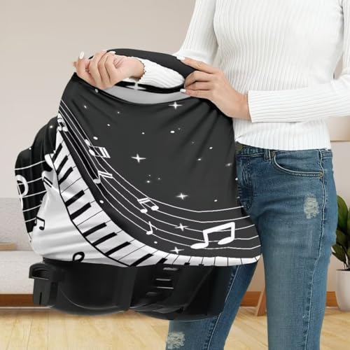 Image of Coldinair Music Notes Star Multifunctional Nursing Cover Multi Use Cover for Baby Car Seat Canopy Shopping Cart Cover,Stroller Cover