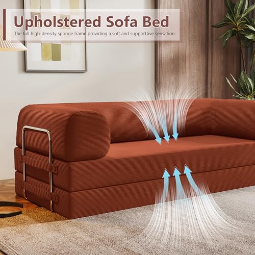 Image of Modular Sectional Sofa Couches L-Shape Couch 3 Seat Modular Sofa Memory Foam Sectional Couches for Living Room, (Burnt Orange, 79 inch+SofaBed)