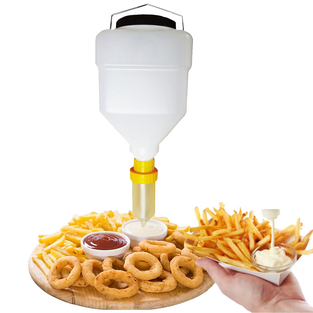 ZHJOPP Sauce Dispenser, Refillable Squeeze Bottle with Leak Proof Design, Plastic Condiment Dispenser for Mustard, Ketchup (Square 1PCS x 3.5L)