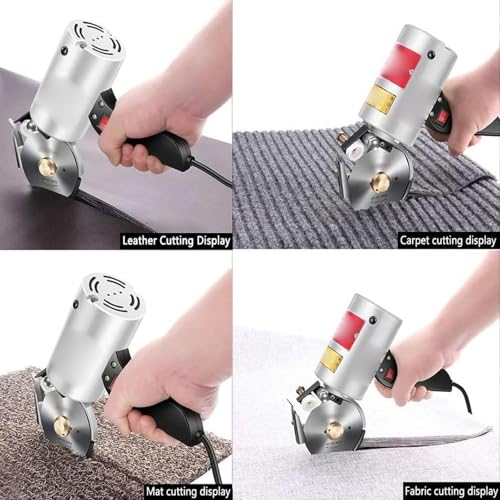 Cortador de Tela rotatorio eléctrico con Protector de Seguridad, Potencia de 200W para Materiales Gruesos, Herramienta de Mano para Coser, Cuero y Corte de cartón