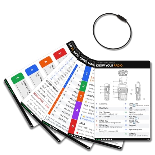 Emergency Comms Cards for Baofeng UV-5R - GMRS FRS MURS Frequency Guide Ready to Use | Waterproof PVC Quick Reference Survival Cards PACE Plan | Ham Radio Accessories Preppers Baofeng Book Gift