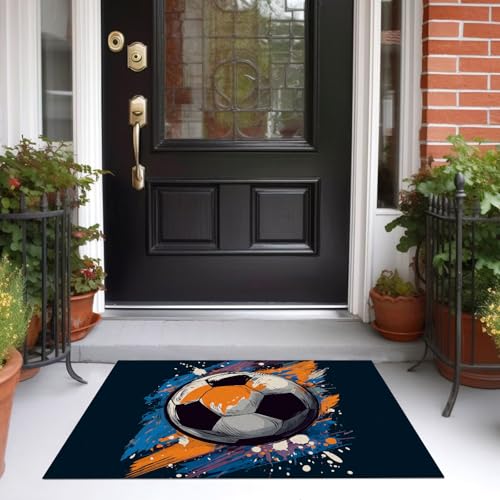 Tapis crèche lavable anti-tache grand format bleu et orange - 5