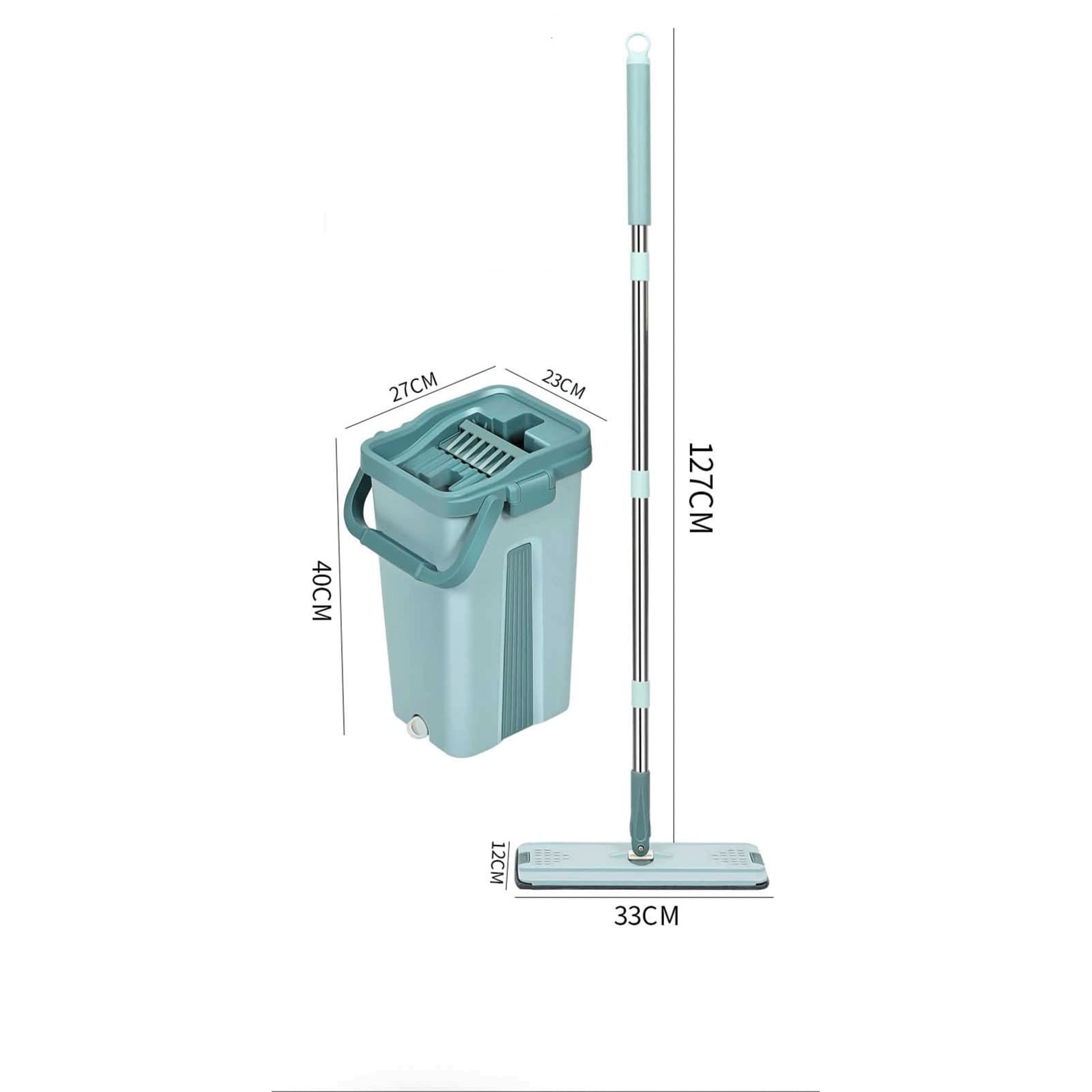 fregona MOP Bucket Set Lavadora Flat Mop Lazy Magic Wheel Rueda Lavado Suministros de eliminación de Polvo Suministros de Limpieza doméstica mop (Color : Navy Within 6 Pads)