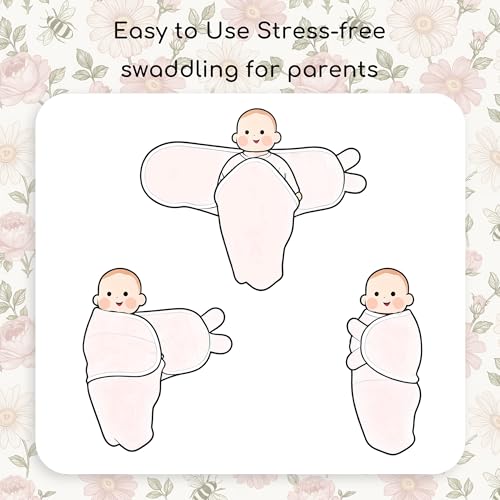 Image of Cotton Swaddles for Newborn, Baby Newborn Swaddle 0-3 Month | 2-Pack Soft Adjustable Newborn Swaddle Sleep Sack, Baby Girls & Boys,Wrap Nursery Infant Swaddling Blankets Bloom Floral