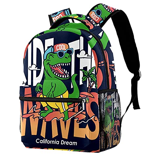 Sac à dos d'école confortable pour ordinateur 14" avec motif empreinte dinosaure
