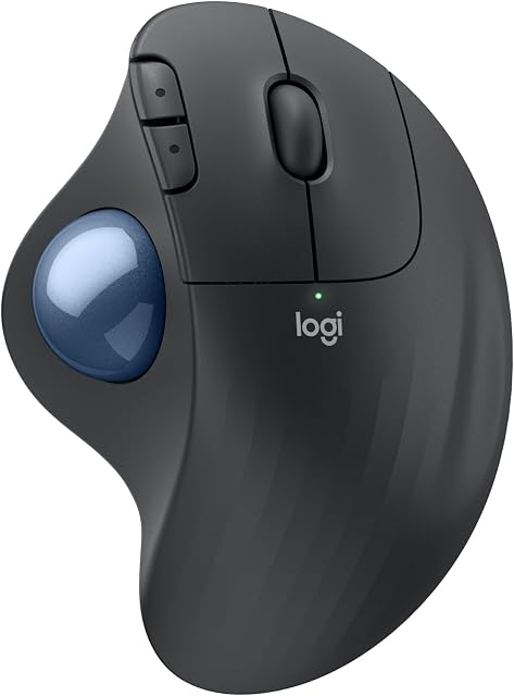 Souris trackball sans fil Logitech Ergo M575S, souris ergonomique sans fil avec Bluetooth et dongle crypté, contrôle du pouce confortable, suivi précis et fluide, pour PC/Mac - Boule bleue graphite