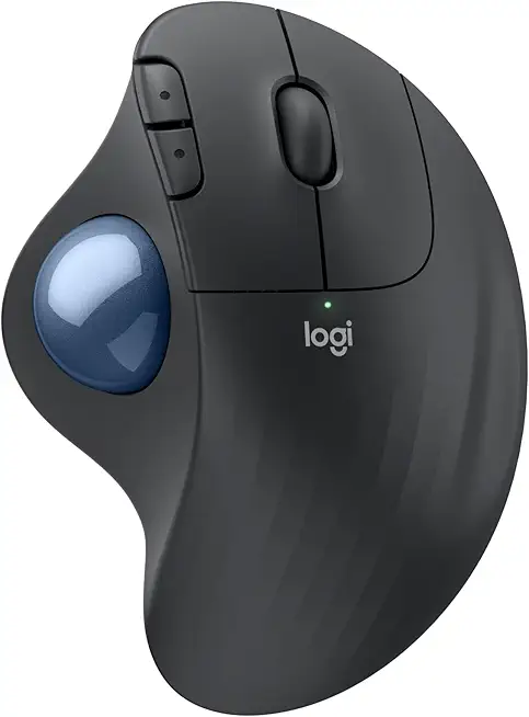 Logitech ERGO M575S kabellose Trackball-Maus, kabellose ergonomische Maus mit Bluetooth und verschlüsseltem Dongle, komfortable Daumensteuerung, für PC/Mac - Graphit