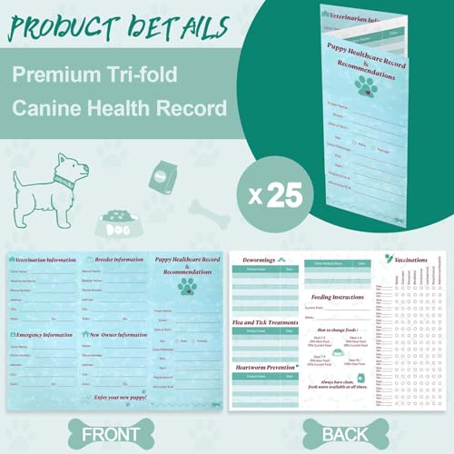 Feifeiya 25 Pack Dog Vaccines Large Records Tri Fold Dog Health Records Book and Recommendations Puppy Vaccination Shot Booklets for Pet Supplies Home - Image 4