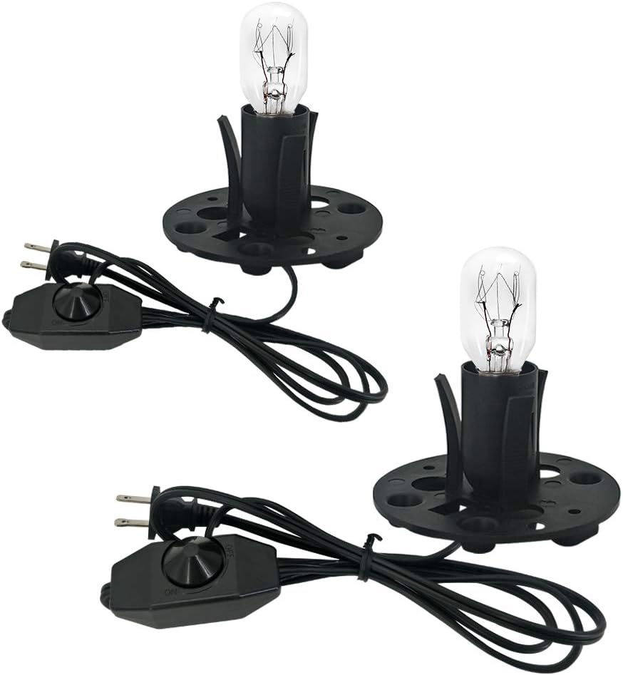 haraqi Himalayan Salt Lamp Cords (6ft) with Dimmer Switch,Original Replacement Cords with Base Assembly(3.34 Inches) and 25 Watt E12 Bulbs for Salt Rock Lamp Cord 2 Set