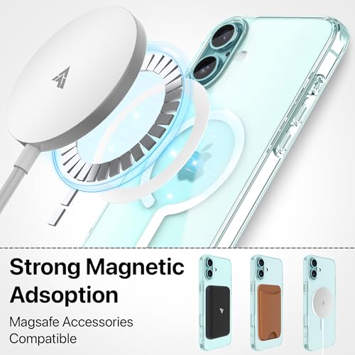 Image of eller sante Magpro-Q Back Cover Case for iPhone 16 Plus Scratch Resistant Camera Screen Protector TPU Shockproof 10ft Drop Protection Support Mag-Safe Wireless Charging- Clear