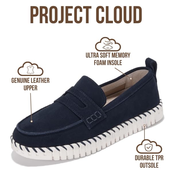 Image of Project Cloud Genuine Leather Loafers for Women - Memory Foam Womens Shoes - Non Slip Spring Loafers Flexible Sole - Fashion Shoes for Women 2026 (Filide)