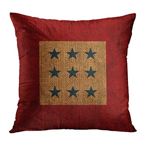 Accrocn Square Throw Pillow Covers Vintage Stars Rustic Blue And Red Pillowcases Polyester 18 X 18 Inch With Hidden Zipper Home Sofa Cushion Decorative Pillowcase #TOP5