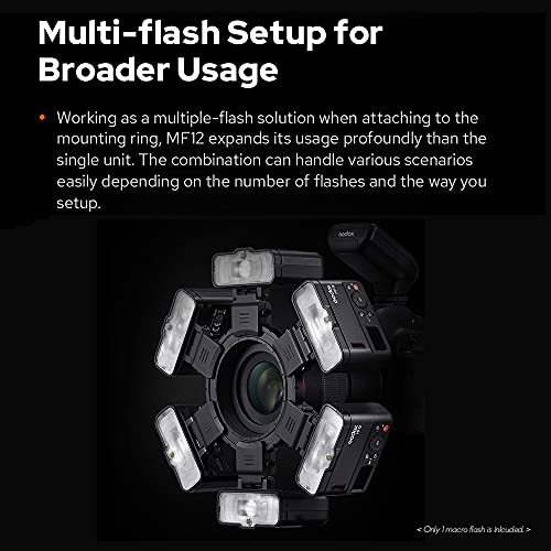 غودوكس MF12 ماكرو فلاش 2.4G لاسلكي للتحكم في ناقل الحركة رقم 16 وضع TTL M مع فلتر ملون، حذاء بارد لصور النباتات والحشرات والطعام والمجوهرات والتصوير ماكرو