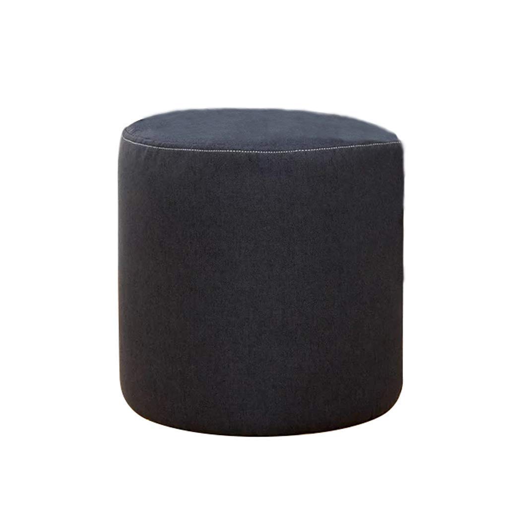 Banc à chaussures et repose-pieds rond gris foncé en tissu confortable avec roulettes