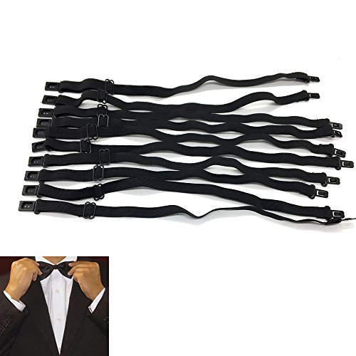 HUELE 10PCS DIY Accessories Bow Tie Adjustable Polyester Belt With Clips Black