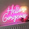 Hello Gorgeous Neon Sign Hello Beautiful Pink LED Neon Lights for Home Wedding Birthday Backdrop Bacelorette Party Wth Dimmable Switch(5V,16.5X10.6inches) #1
