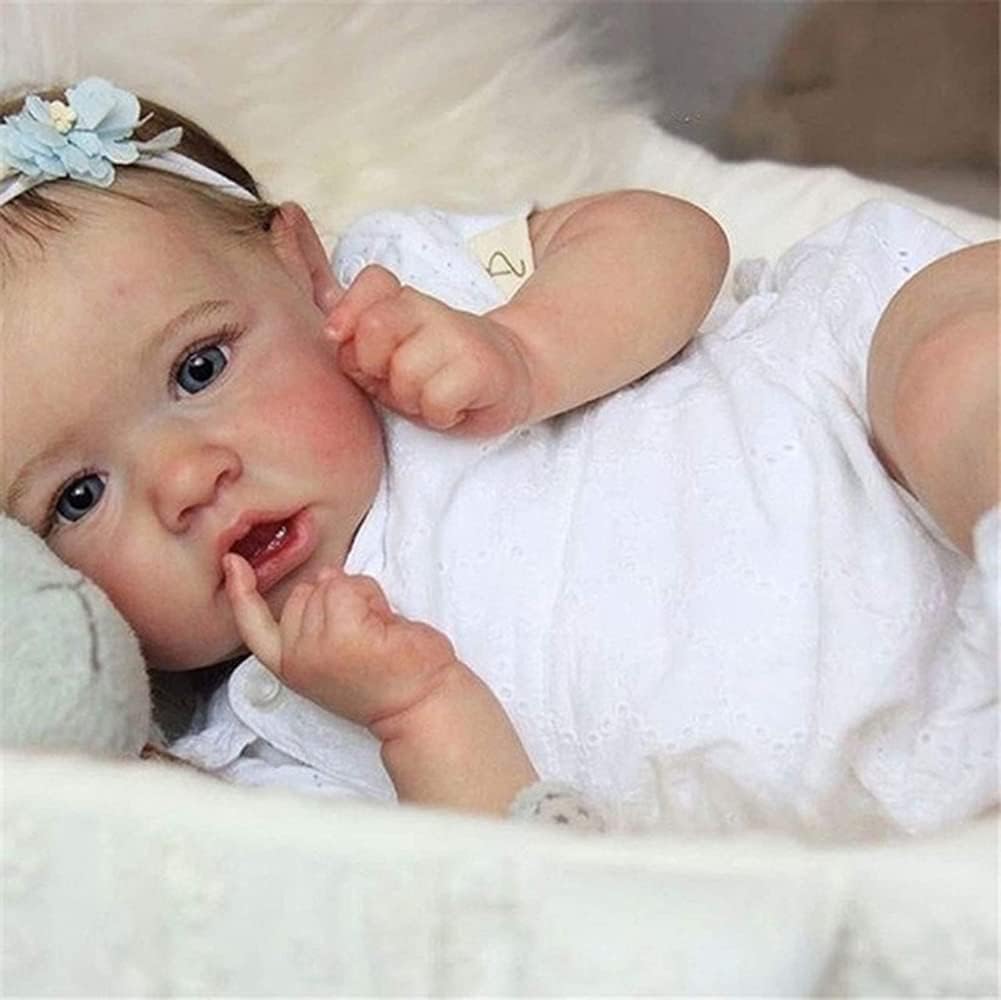 ZTDOLLZTDOLL 18" Realistic Reborn Baby Doll, Lifelike Soft Vinyl, Sweet Girl with Clothes & Bottle, Gift for Kids 3+ (C)