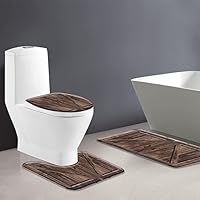 Vista 2 de Juego de 3 tapetes de baño rústicos para puerta de granero, estilo vintage, tablero de madera, estilo retro, estilo occidental, tapete de baño