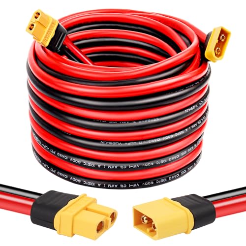 MOOKEERF XT60 Extension Cable 10AWG 20FT XT60 to XT60 Cable with Male to Female Connector for Portable Power Station Solar Panel RC Battery