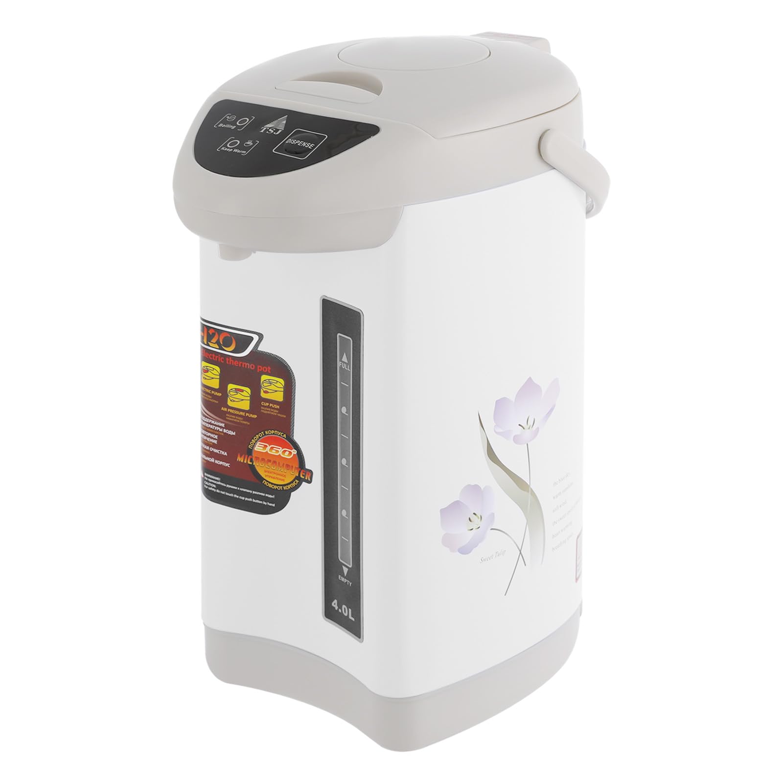 Dispensador de agua caliente de acero inoxidable de 4 litros, dispensador de agua, tetera, 750 W, termo de control de botones, depósito de agua para escuela, hogar, oficina, hotel (blanco)