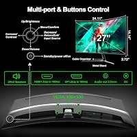 Minifire Gaming Monitor 27 Zoll Curved -180Hz, 1ms Reaktionszeit, VA Panel mit 130% sRGB, Lautsprecher integriert, 1920x1080 Full HD, Adaptive Sync, für PS5/PC Gaming, inklusive HDMI-Kabel (MFG27C1) – Ansicht 9