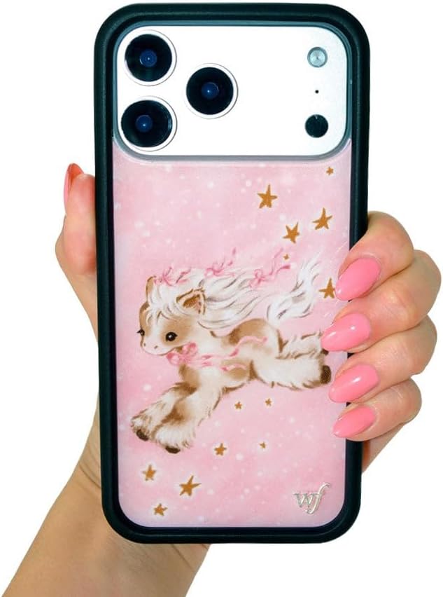 Wildflower Cases - Compatible with iPhone 17 | Protective Black Bumper, 4ft Drop Test Certified, Women Owned Small Business | Girls Pastel Pink Horse Aesthetic Cute Trendy | Pony Dreams