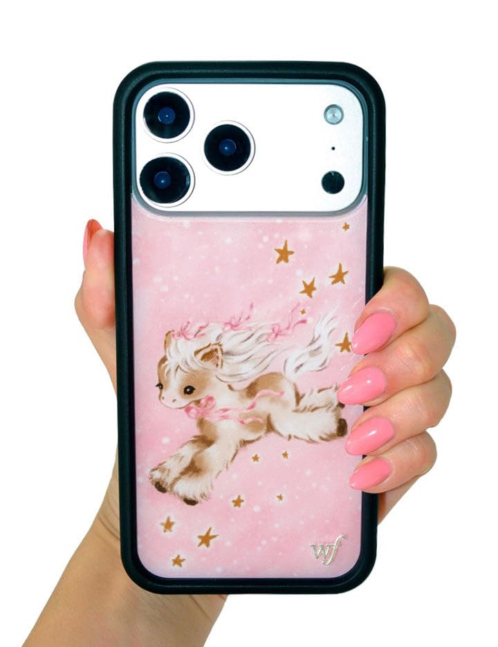 Image of Wildflower Cases - Compatible with iPhone 16 | Protective Black Bumper, 4ft Drop Test Certified, Women Owned Small Business | Girls Pastel Pink Horse Aesthetic Cute Trendy | Pony Dreams