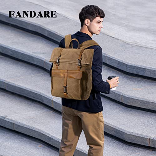 FANDARE Retrò Zaino Rolltop Zainetta Tela Zaino