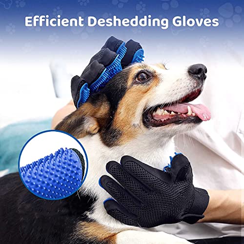 Pet Grooming Glove, Gentle Pet Grooming Glove, Efficient Pet Hair Remover Glove, Deshedding Glove, Massage Mitt with Enhanced Five Finger Design, For Dogs & Cats with Long/Short…