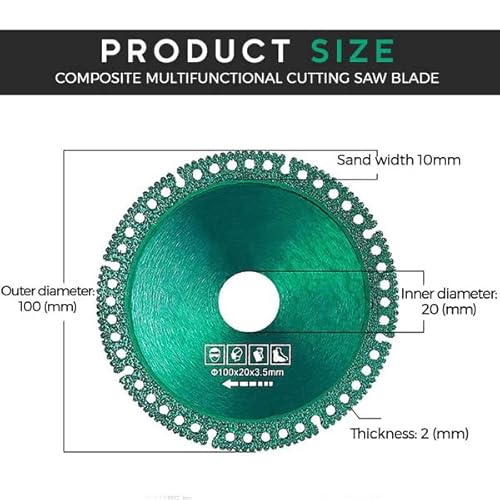 Composite Multifunctional Cutting Saw Blade, 3/5/10 Pack 2Mm Ultra-Thin Circular Saw Blades, Diamond High Manganese Steel Matrix Suitable For 100-Type Angle Grinders (Green-5 Pack) #TOP6