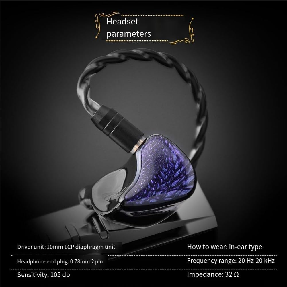 Zoegneer Auricolari in-ear con doppio driver dinamico con cavo staccabile per suono Hi-Fi, vestibilità comoda, materiale ABS, portatili, per viaggi e pendolari (3,5 mm)