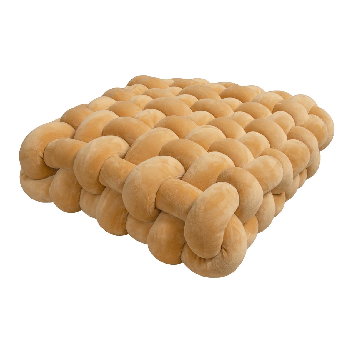 Dazzluxe Knot Throw Pillow Home Decoration Cushion, Square Handmade Woven Knotted Seat Cushion for Living Room Bedroom Solid Color Light Luxury Style,Camel,30 * 33 * 12cm