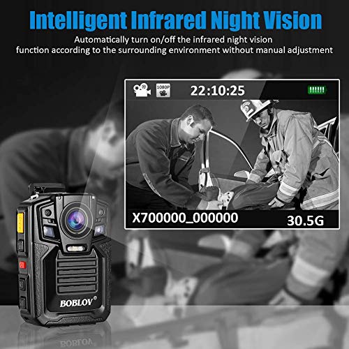 Body Worn Camera with Audio, BOBLOV 1296P Police Body Cameras for Law Enforcement, Security Guard, Waterproof Body Mounted Cam DVR Video IR with Night Vision, 170° Wide Angle 【Built in 128GB】