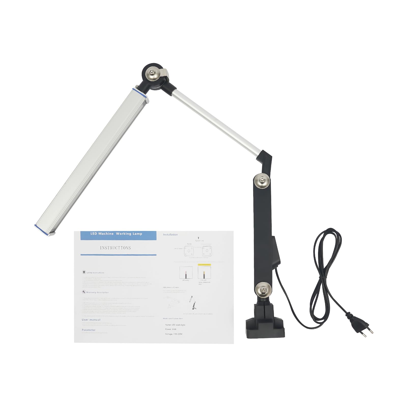 Lampa robocza LED z ramieniem przegubowym, lampa maszynowa 20 W do stołu