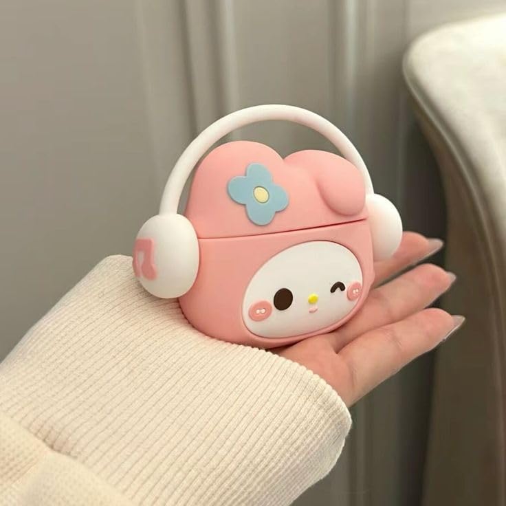 Image of New Cute Soft Silicone Case Compatible with Apple AirPods 4 Generation (2024) Full 360 Protection Dust-Proof Shockproof Case Cover with Hook (Cover Only) (Melody)
