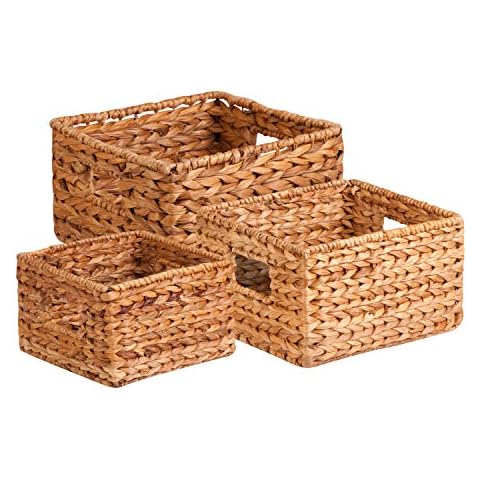 Honey-Can-Do STO-02882 Nesting Banana Leaf Baskets, Multisize, 3-Pack,Natural Cover