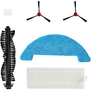 5 Stück Zubehöre für 360 C50 Staubsauger Roboter, 2 Seitenbürsten, 1 Rollenbürste, 1 Filter, 1 Wischtücher, Ersatzteile für C50 Saugroboter