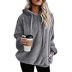 American Trends Womens Athletic Fuzzy Hoodies Sherpa Pullover Hoodie for Women Zip Oversized Plush Hoodie with Pockets