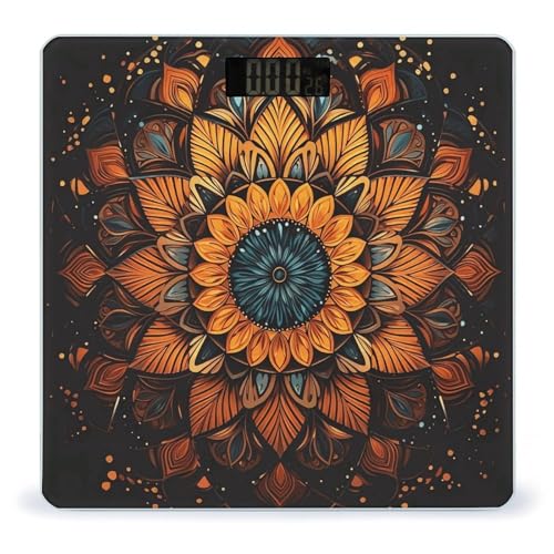 Báscula digital de baño Mandala con pantalla LCD brillante miniatura 1