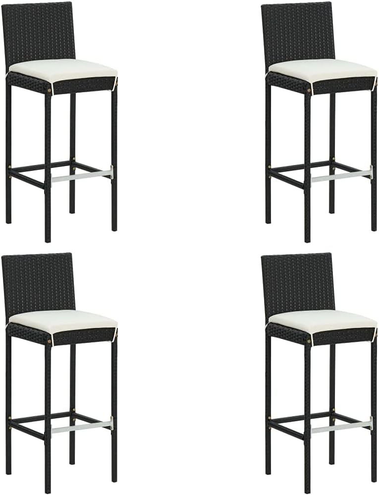5 Piece Patio Bar Set with Cushions,Garden Table and Chairs Sets,Garden Conversation Sets, Outdoor Patio Furniture,for Patio,Backyard,Garden,Poly Rattan Black