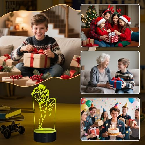 Image of OkiyiD Muay Thai Gifts for Men, 3D Muay Thai Night Light Illusion Lamp with 16 Colors Remote Control, Martial Art MMA Gift for Kids Boys Men Birthday Xmas Decor