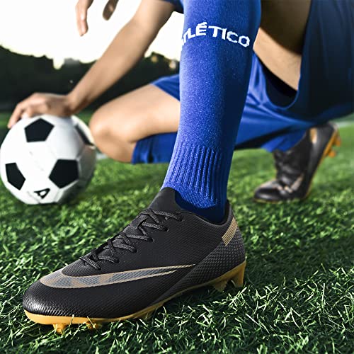 Aiqzsh Mens Soccer Athletic Shoes Football Shoes Professional Spikes Breathable For Outdoor Sports Running/Competition Black #TOP6