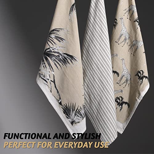 Folkulture Kitchen Towels With Hanging Loop, 18 X 28 Inches, Set Of 3 Modern Tea Towels Or Dish Towels For Drying Dishes, 100% Cotton Hanging Hand Towels For Boho Décor, Absorbent (Charcoal Gray) #TOP7