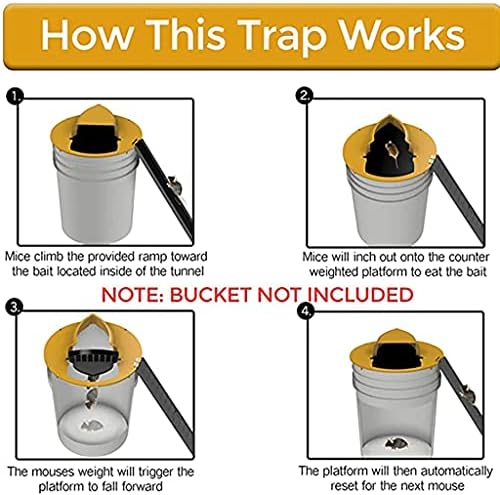 The Gadget Shack Humane Flip N' Slide Bucket Flip-Lid Mouse, Rat, Rodent Indoor and Outdoor Bucket Trap (2 Mouse/Rat Traps) - 5